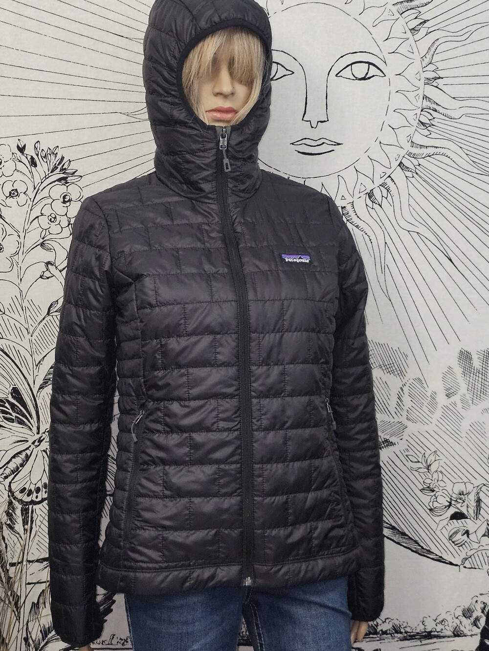 Patagonia Women's NANO PUFF SLEEVE HOODY JACKET Black Size Small $229 orig.